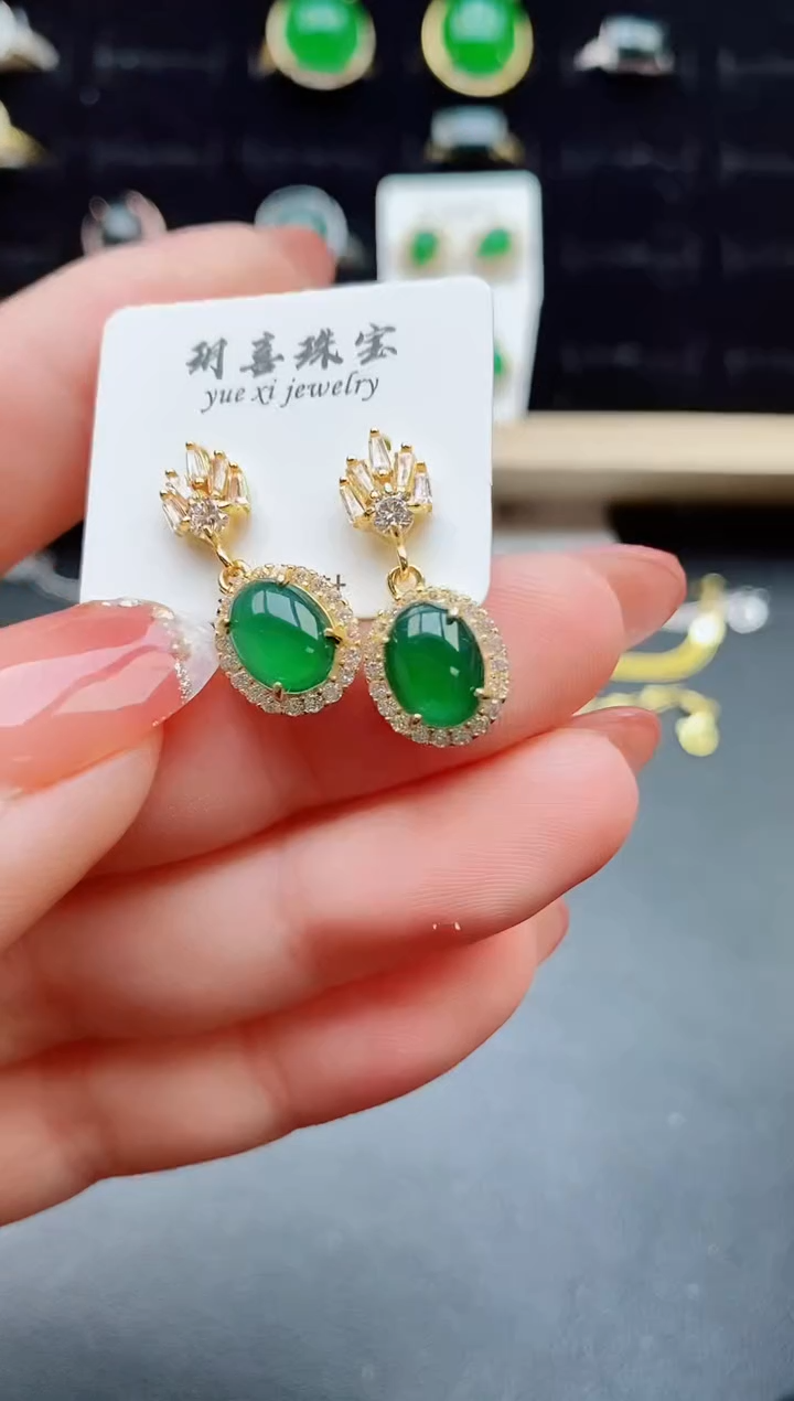 【闪购商品】翡翠耳饰银S925镶嵌1212