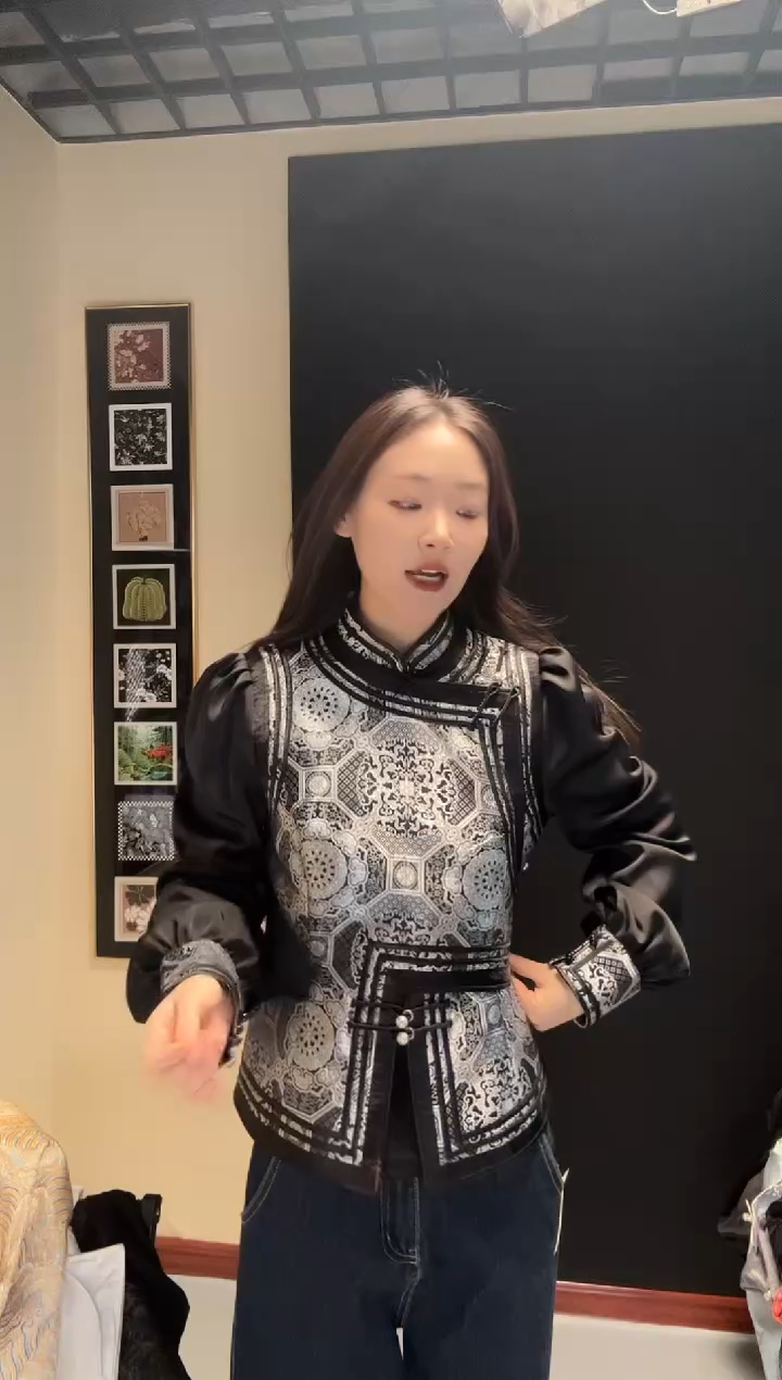 银黑色纱袖xl         