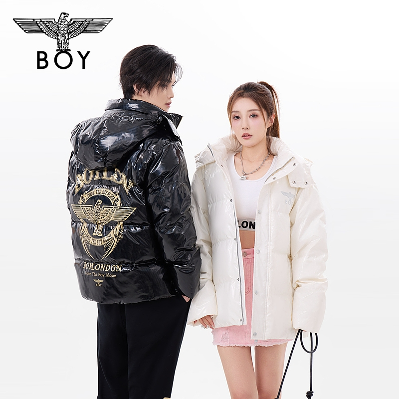 【凛冬恋歌】BOYLONDON情侣时尚休闲反光保暖潮流短款羽绒服N28913