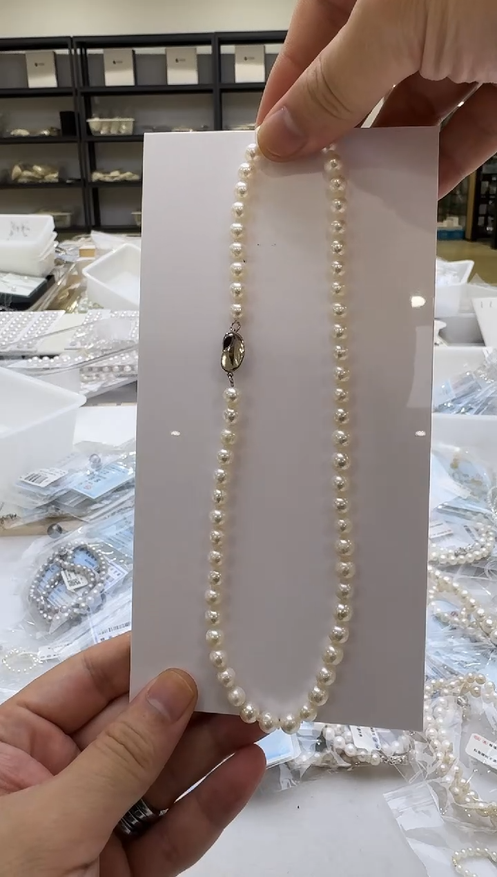 淡水珍珠银S925镶嵌项链7mm 无核-爱心扣