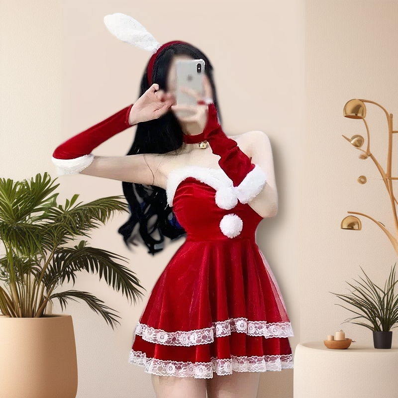 圣诞新年超萌兔女郎装火辣少女性感抹胸蕾丝风潮流cosplay服辣妹