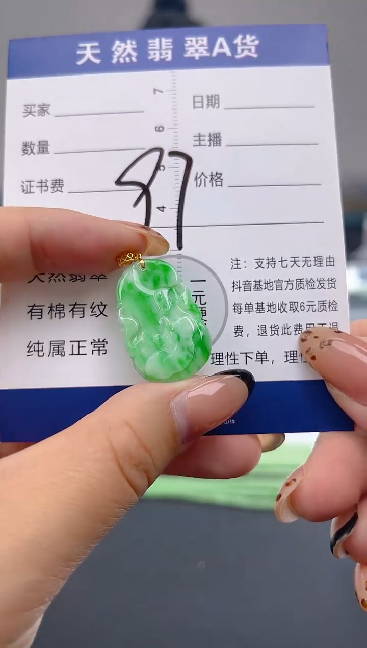 颈饰18K金镶嵌翡翠天然A货缅甸翡翠   