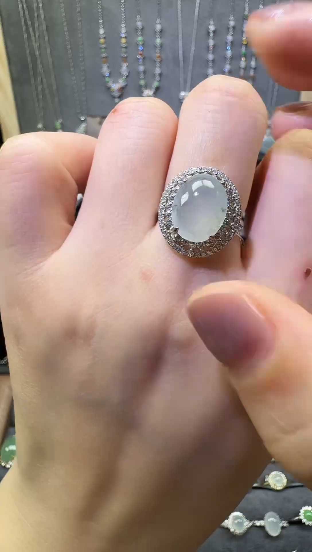 银S925镶嵌戒指翡翠翡翠戒指15