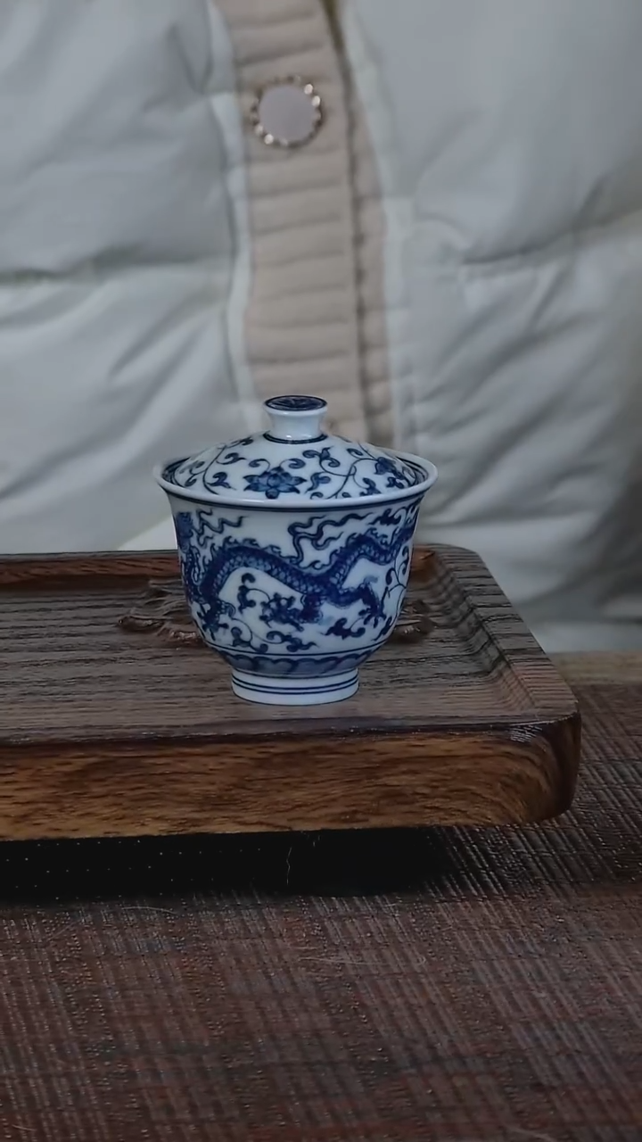 【闪购商品】折葵非器手工手绘缠枝龙迷你盖碗