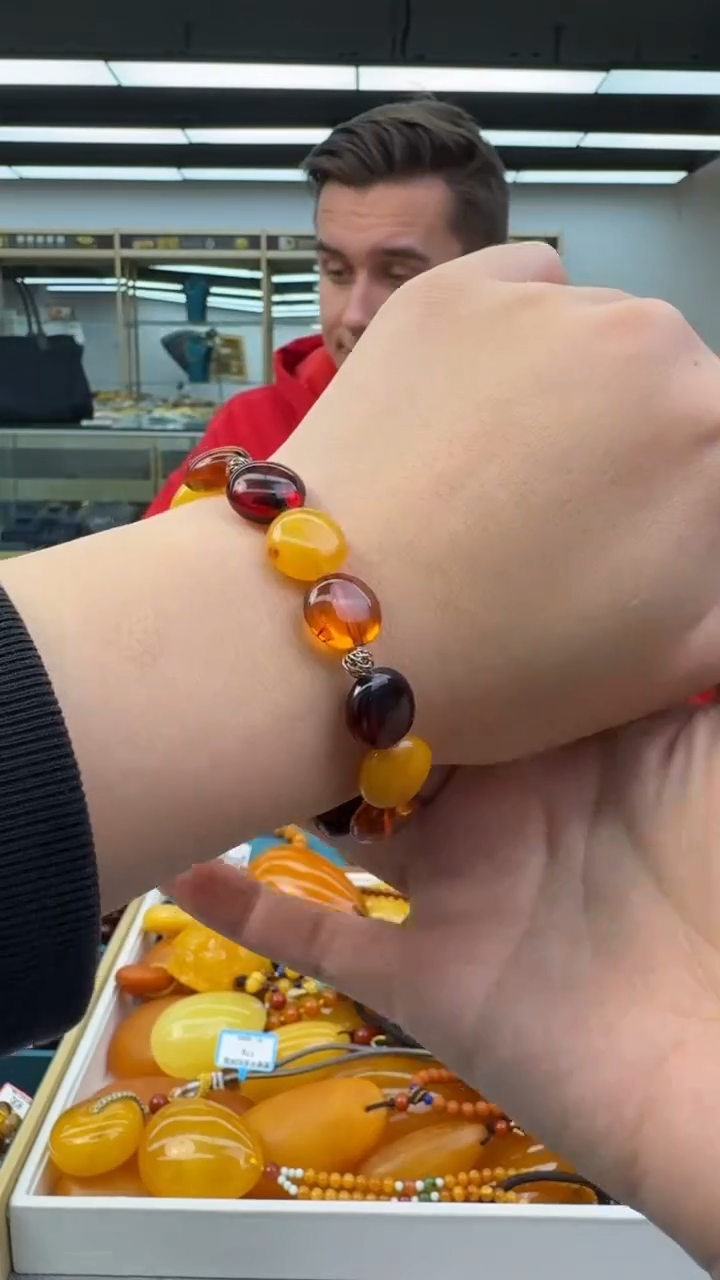 【闪购商品】琥珀手链银S925镶嵌668秒拍号