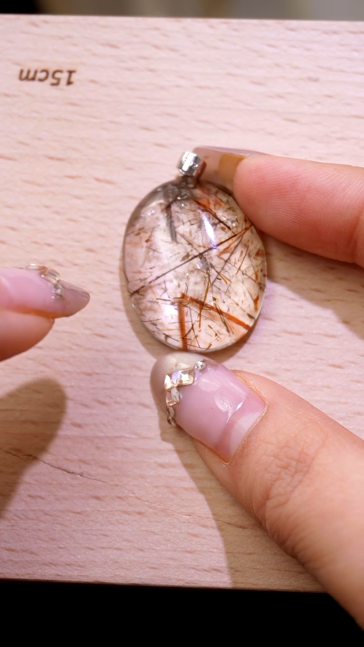 吊坠(不含链)银S925镶嵌水晶s925银扣头黑金超七吊坠