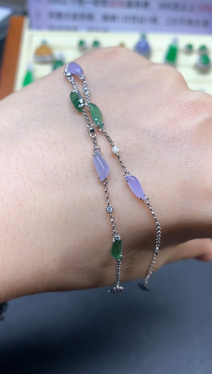 【闪购商品】翡翠手链18K金镶嵌手链|2950+295