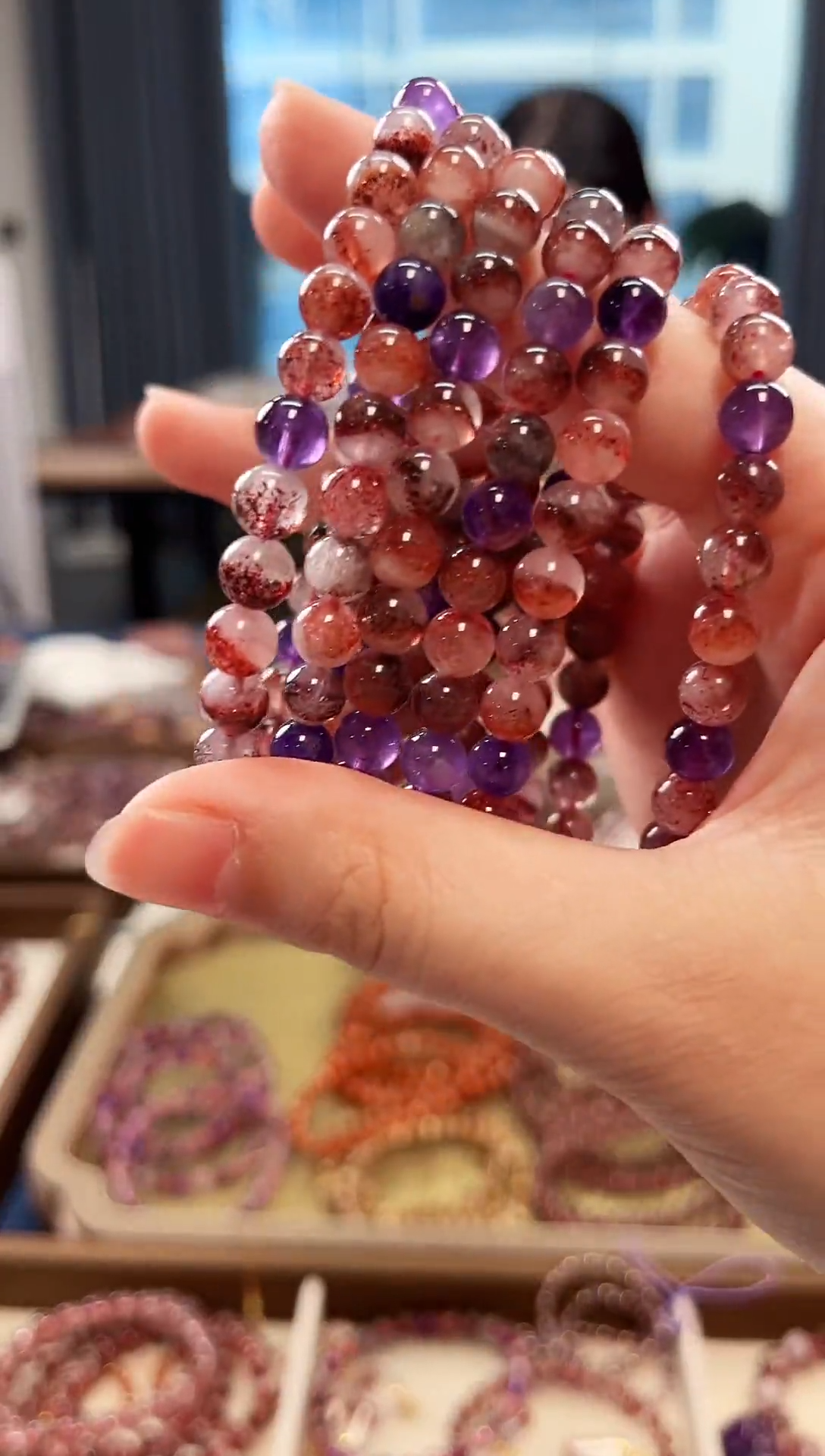 未镶嵌手串水晶桃花醉超七单圈手串6mm【多样性发一】