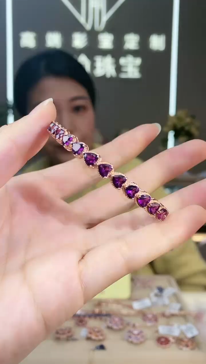 【闪购商品】紫晶手镯银S925镶嵌手镯