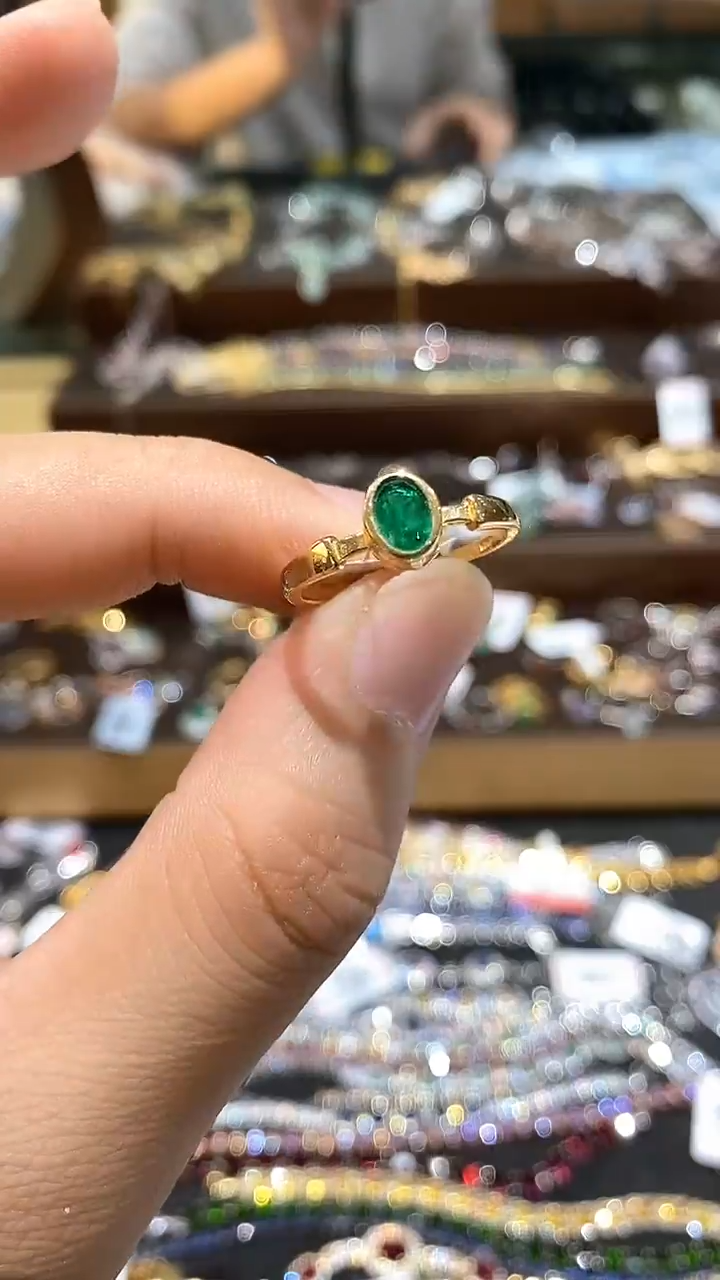 【闪购商品】祖母绿戒指银S925镶嵌戒指