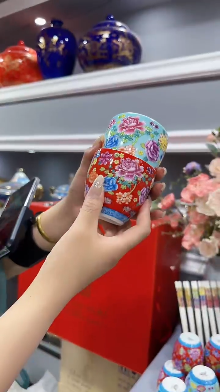 瓷片100CC茶杯2个景德镇陶瓷