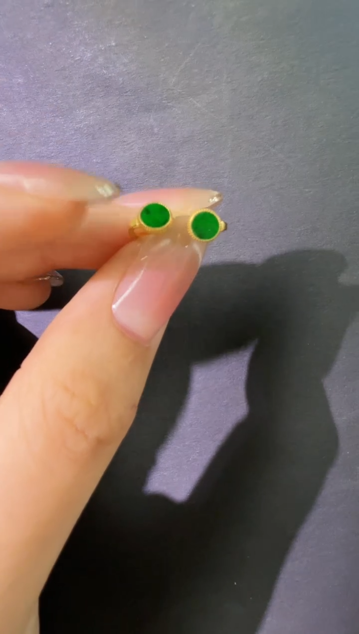 翡翠银S925镶嵌耳饰             