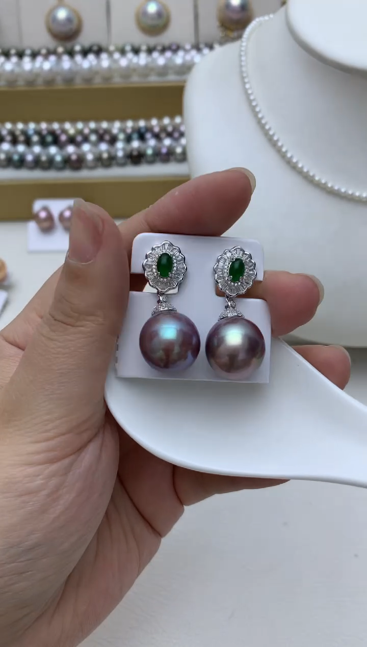 银S925镶嵌耳饰淡水珍珠代*鱼w47 