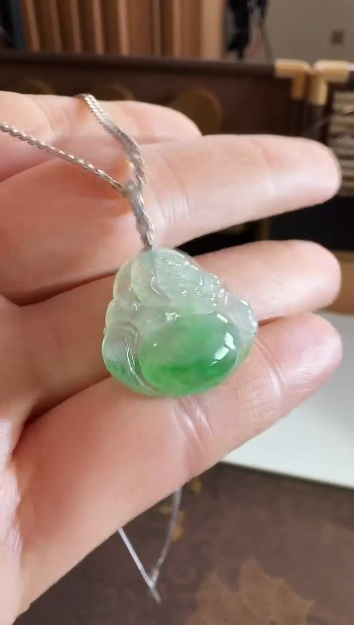 吊坠(不含链)18K金镶嵌翡翠吊坠