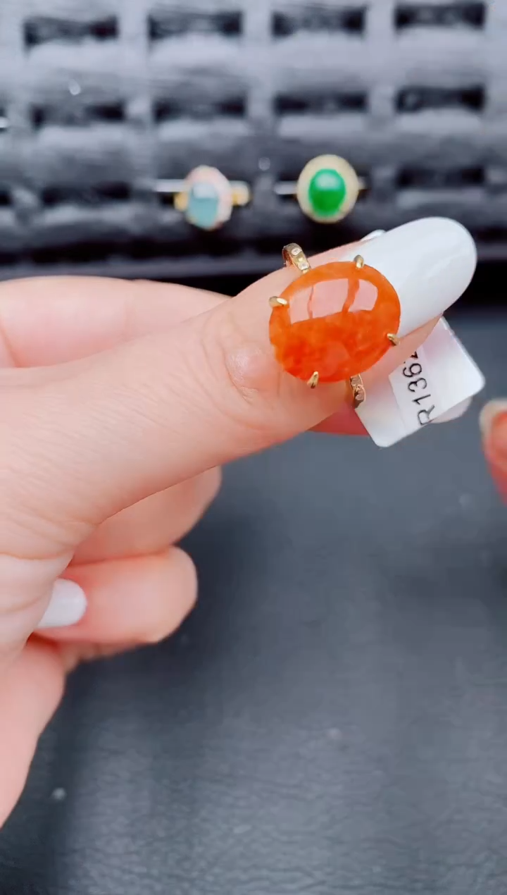 【闪购商品】翡翠戒指银S925镶嵌天然a货翡翠343