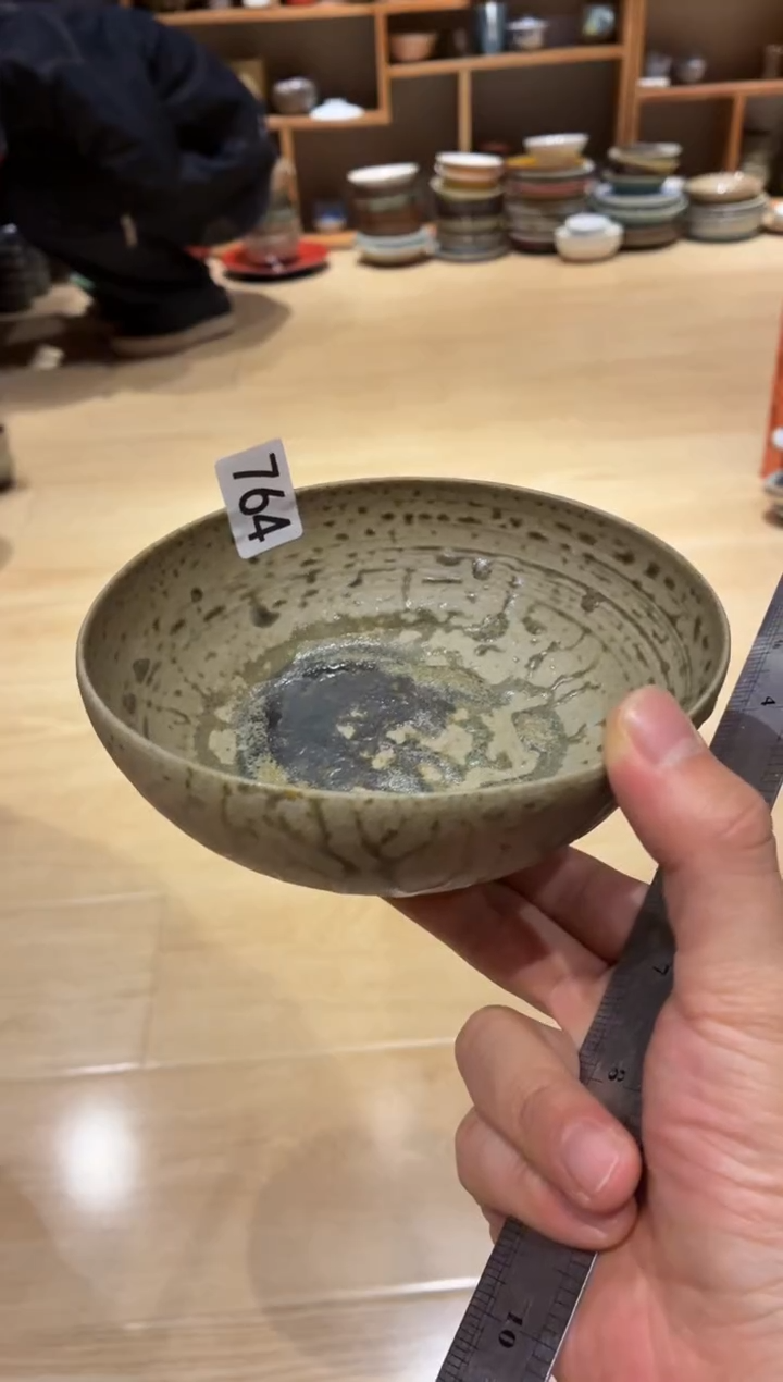 瓷片慧764手工绿色柴烧碗1个