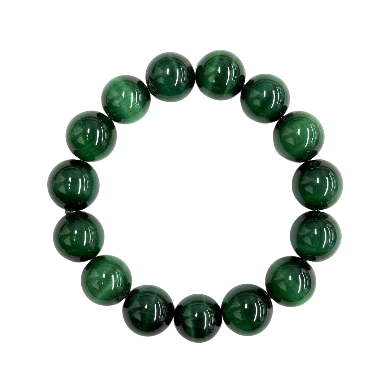 【符老板】s1436-国风气质设计款绿幽灵猫眼玛瑙圆珠手串-赠礼盒
