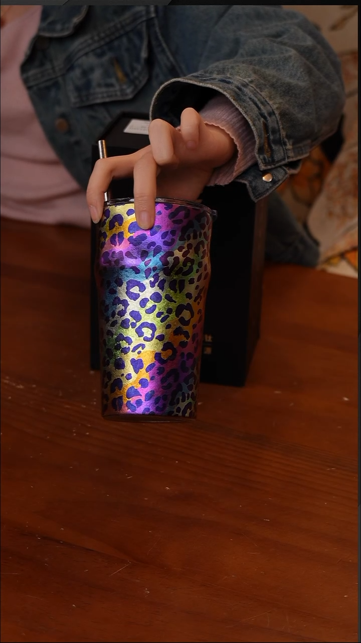 陶143-执彩彩钛纯钛广口杯啤酒杯500ML -豹纹