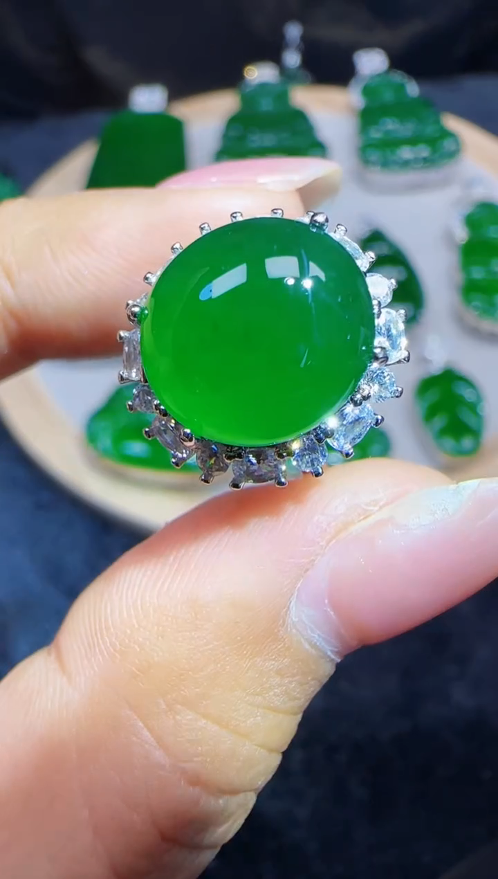 未镶嵌定制翡翠翡翠戒指26