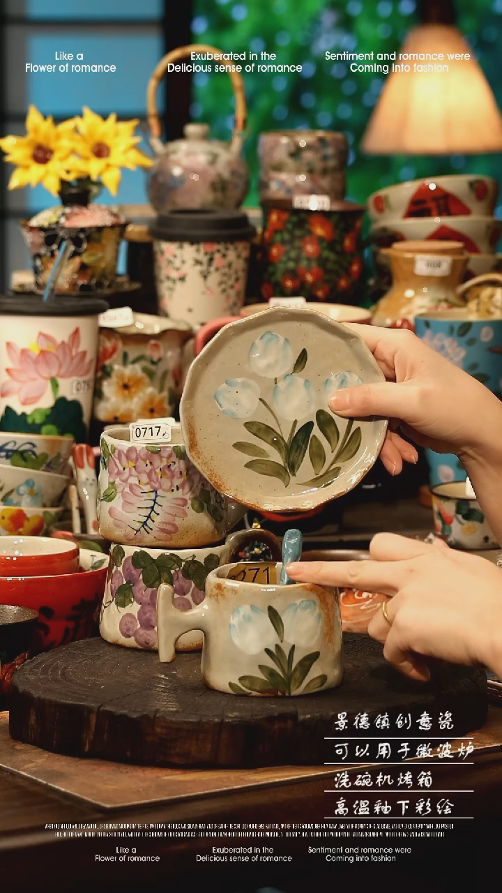 陶瓷景德镇高温釉下彩手工手绘款式@A0271@