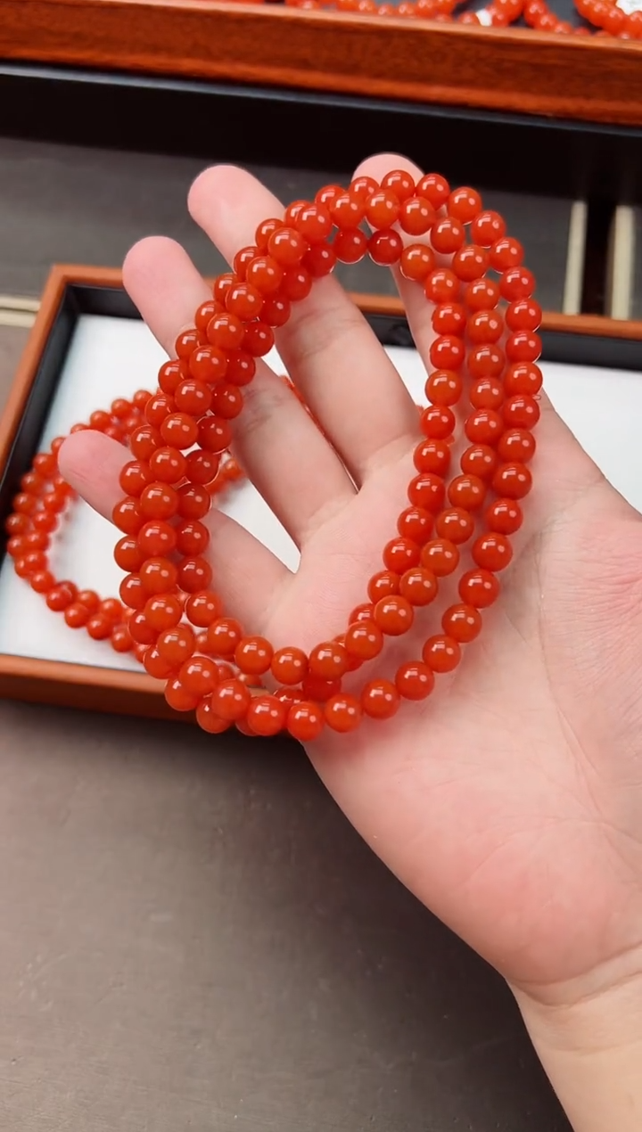 【闪购商品】南红玛瑙长串未镶嵌阿东寨亮光高高品7+一条