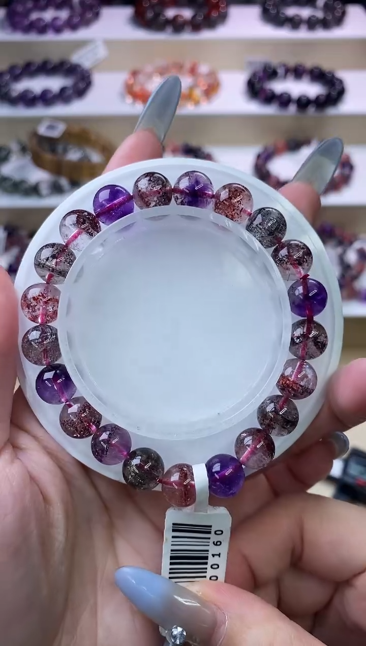 水晶手链未镶嵌黑加仑超七9m+