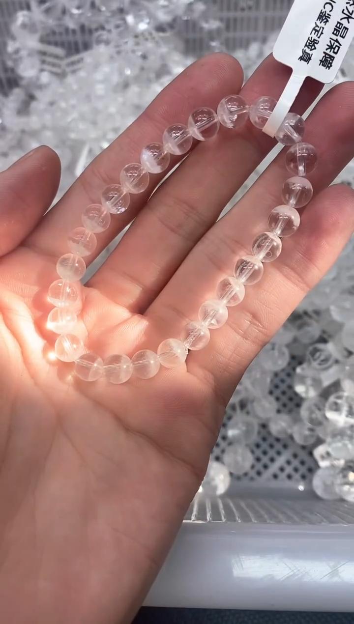 未镶嵌手串水晶大***9AA9白幽灵7mm