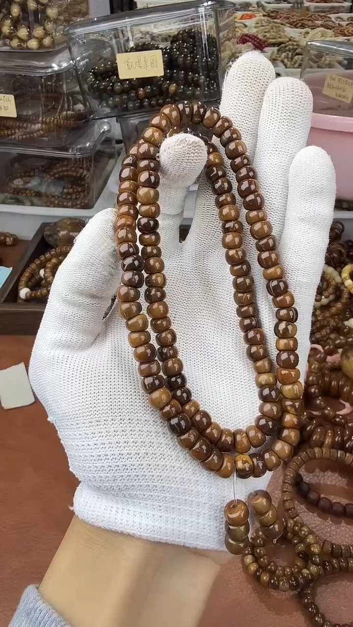 手串库克库克蒜瓣小肠8mm长串·有棕眼线