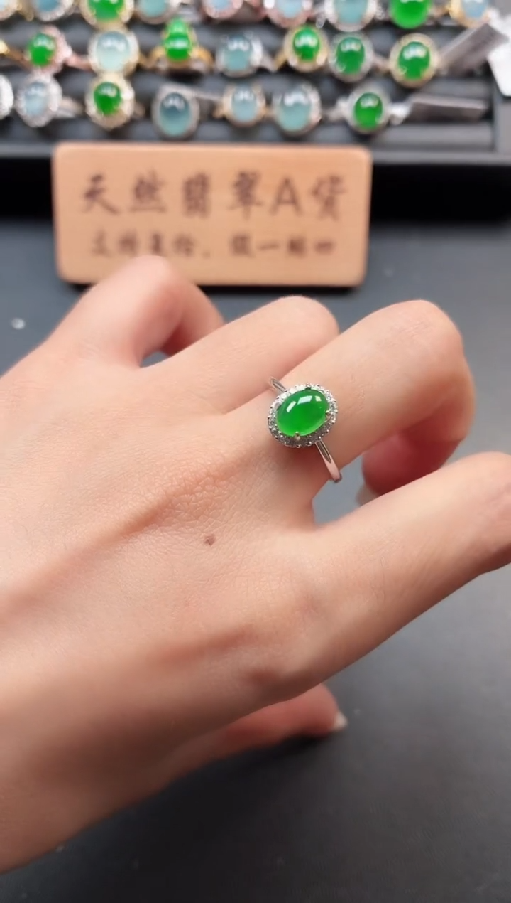 银S925镶嵌戒指翡翠111
