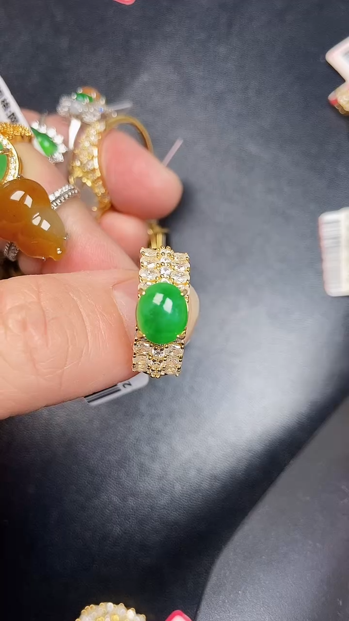 银S925镶嵌戒指翡翠2300