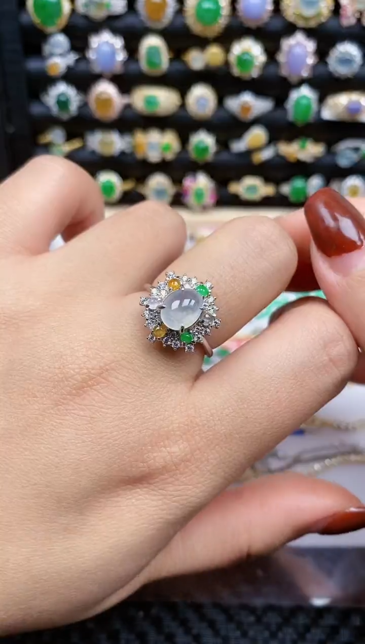 银S925镶嵌戒指翡翠246