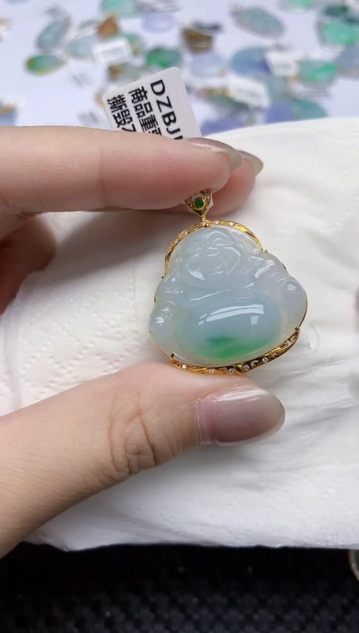 【闪购商品】翡翠颈饰18K金镶嵌天然翡翠A货