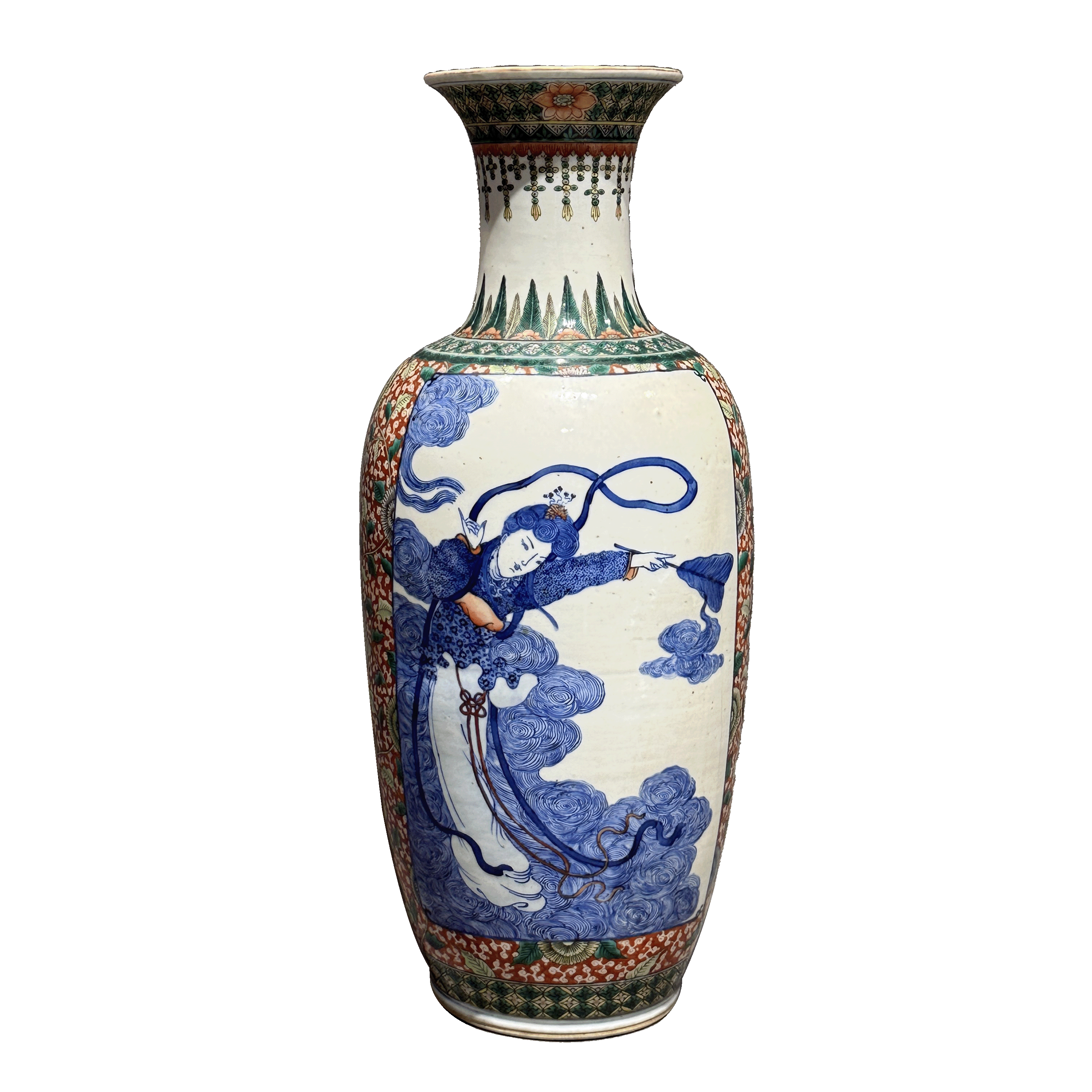 25015418t青花五彩侍女纹观音瓶