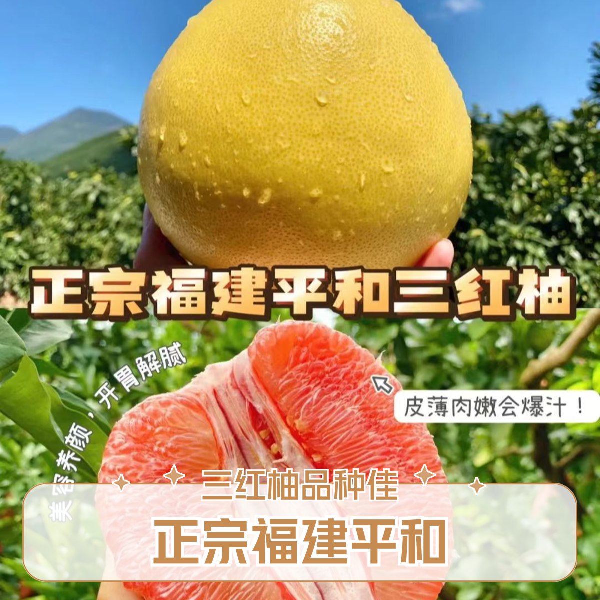 【丁果鲜生】平和红肉蜜柚三颗装