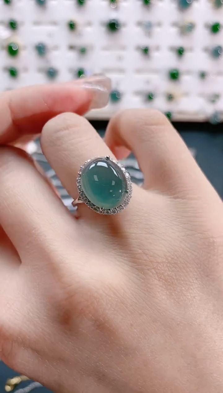 【闪购商品】翡翠戒指银S925镶嵌天然翡翠