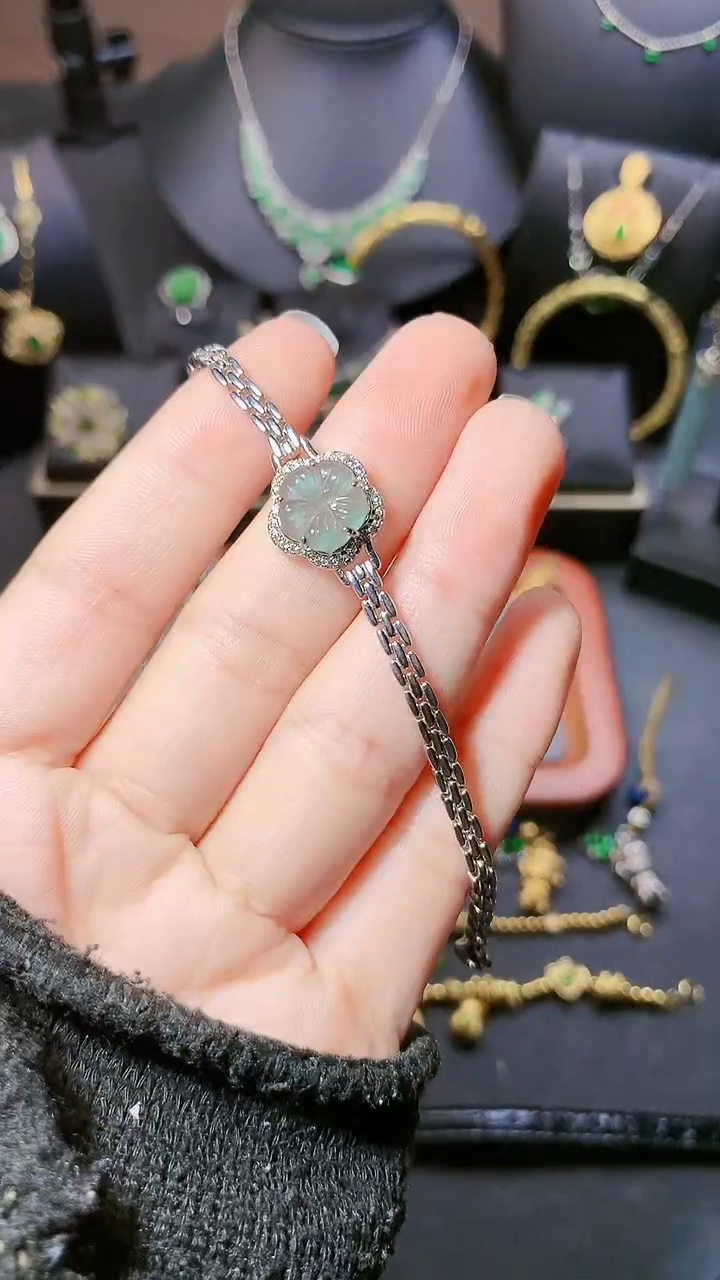 银S925镶嵌翡翠手链手链