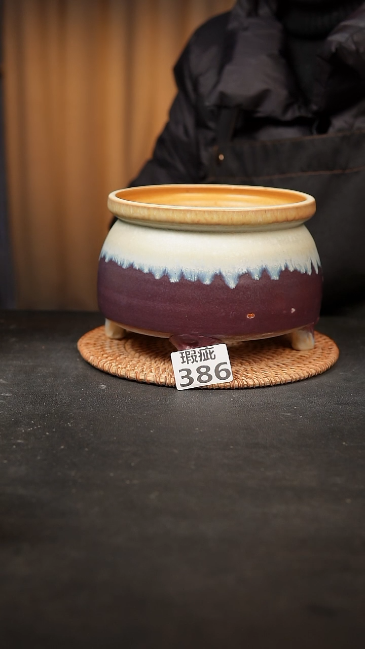 【闪购商品】瓷片386 泥泥手工花盆口13-14高11