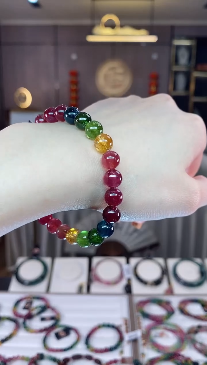 【闪购商品】碧玺单圈手串7mm+未镶嵌一物一证dan