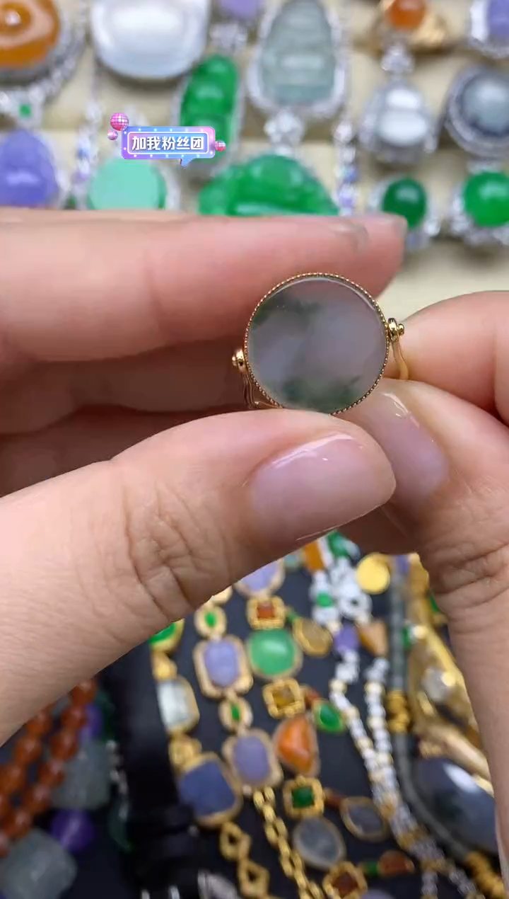 翡翠18K金镶嵌戒指458-春日珠宝