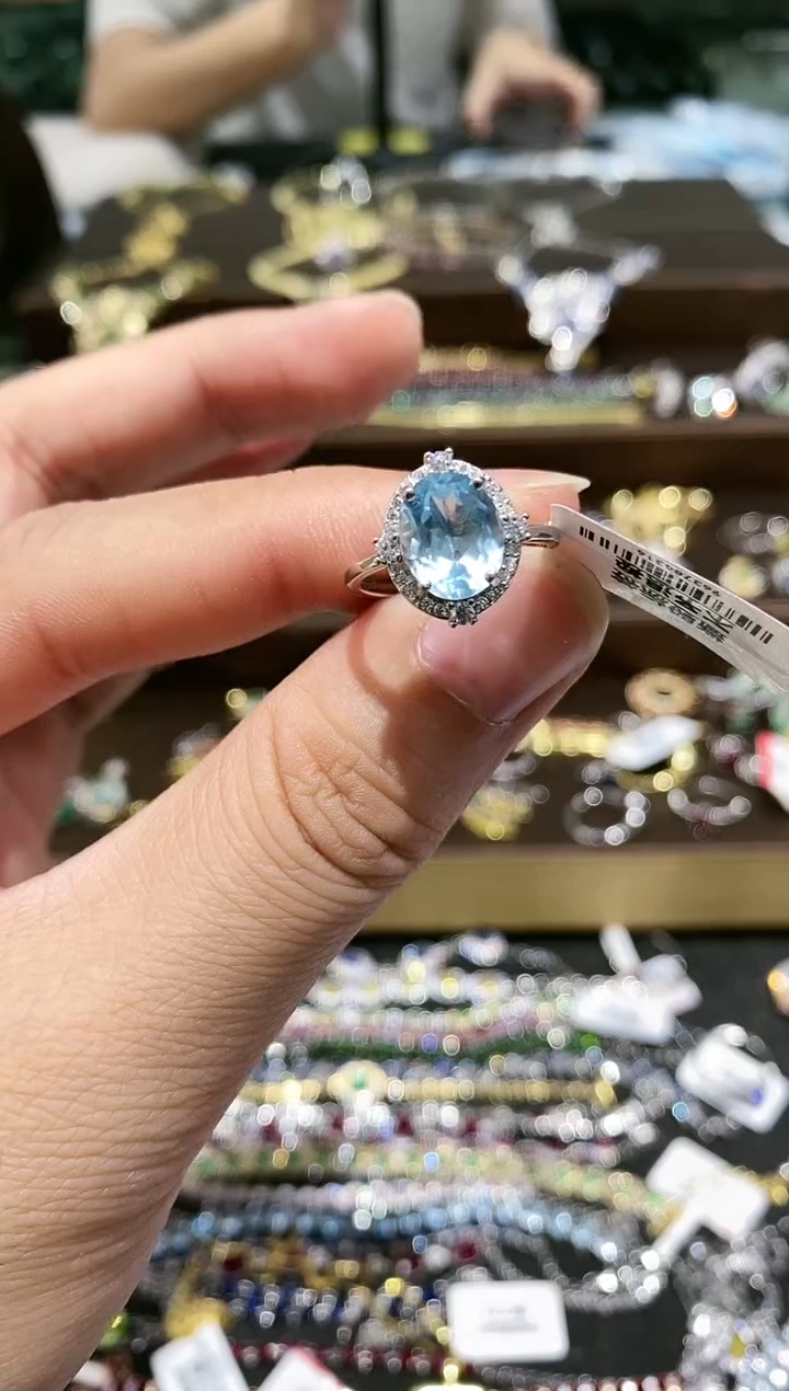 【闪购商品】海蓝宝石戒圈银S925镶嵌戒指