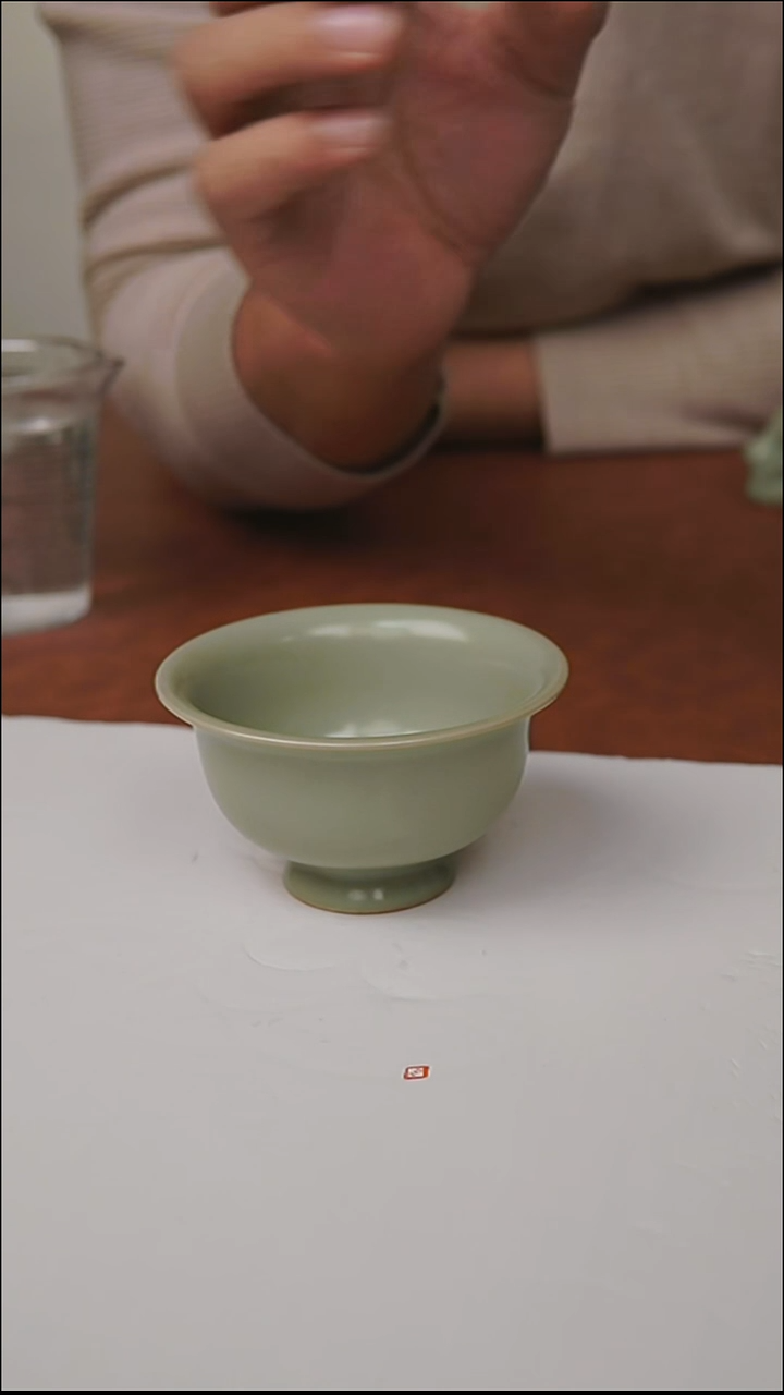 杯子瓷富山严选汝瓷，高足压手杯