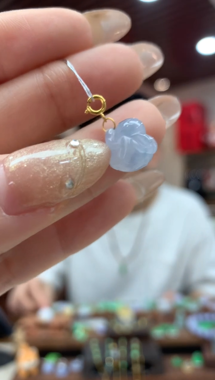 【闪购商品】翡翠吊坠(不含链)18K金镶嵌兔子