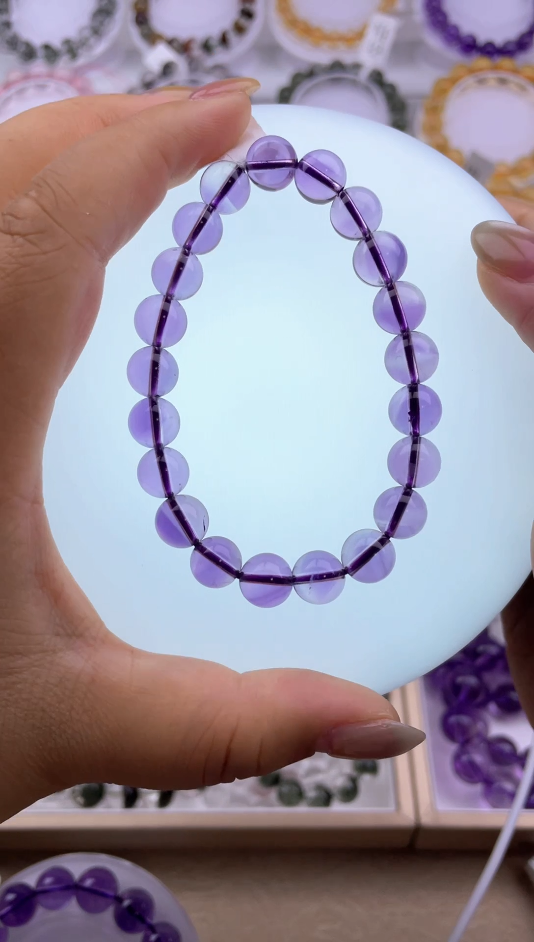 水晶手链未镶嵌紫水晶单圈手链9.2mm