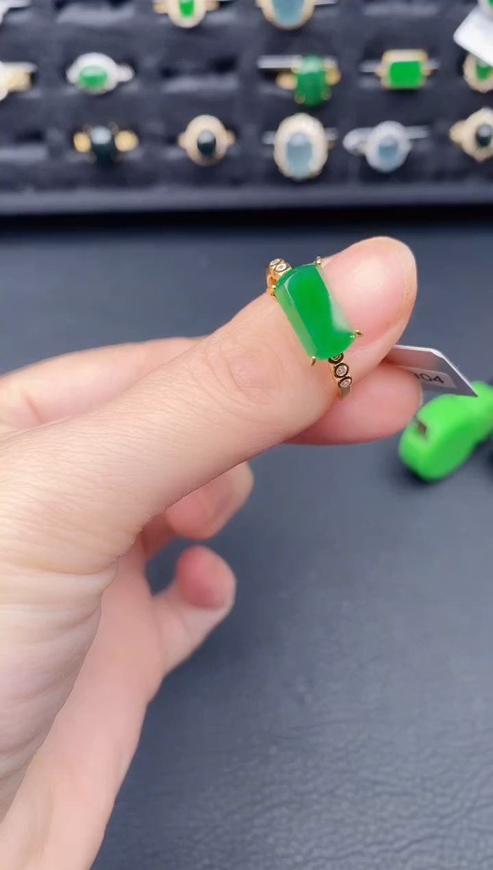 银S925镶嵌戒指翡翠天然a货翡翠430