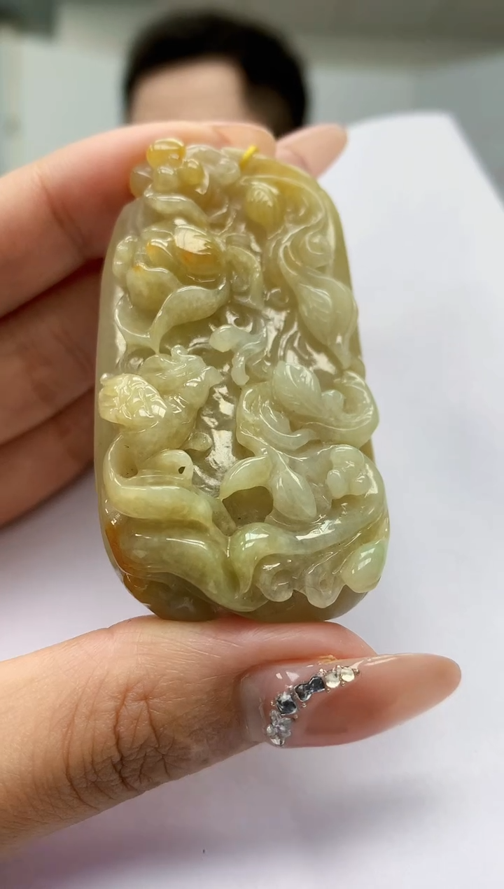 【闪购商品】定制翡翠未镶嵌5153MM-毛货挂件49