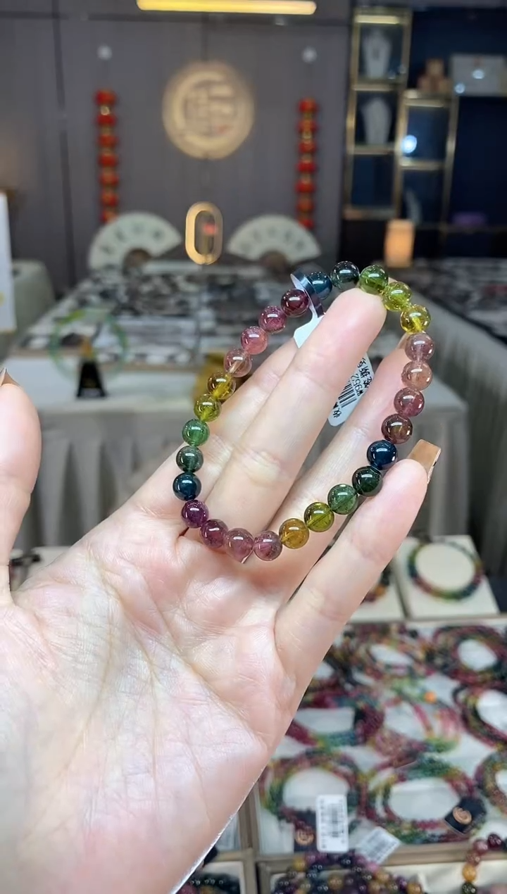 未镶嵌老矿碧玺单圈手串7mm+碧玺dan多样性发货一条