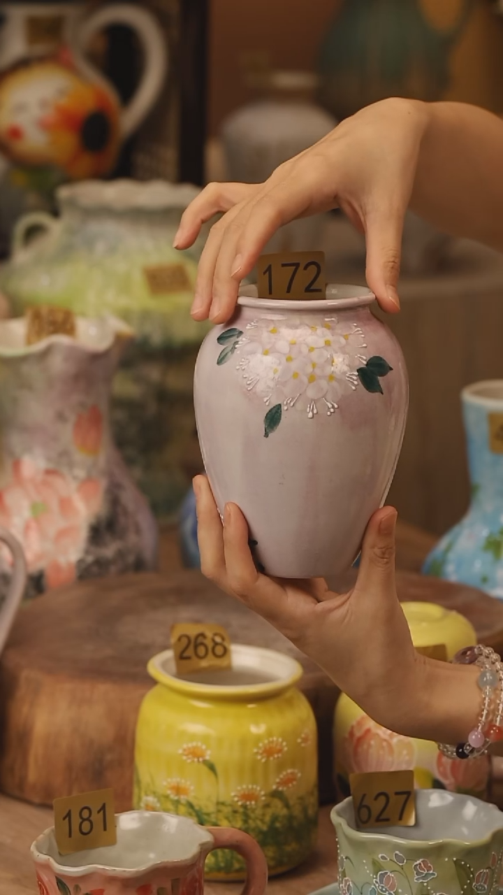 陶瓷172景德镇设计师手作花器摆件侘寂风