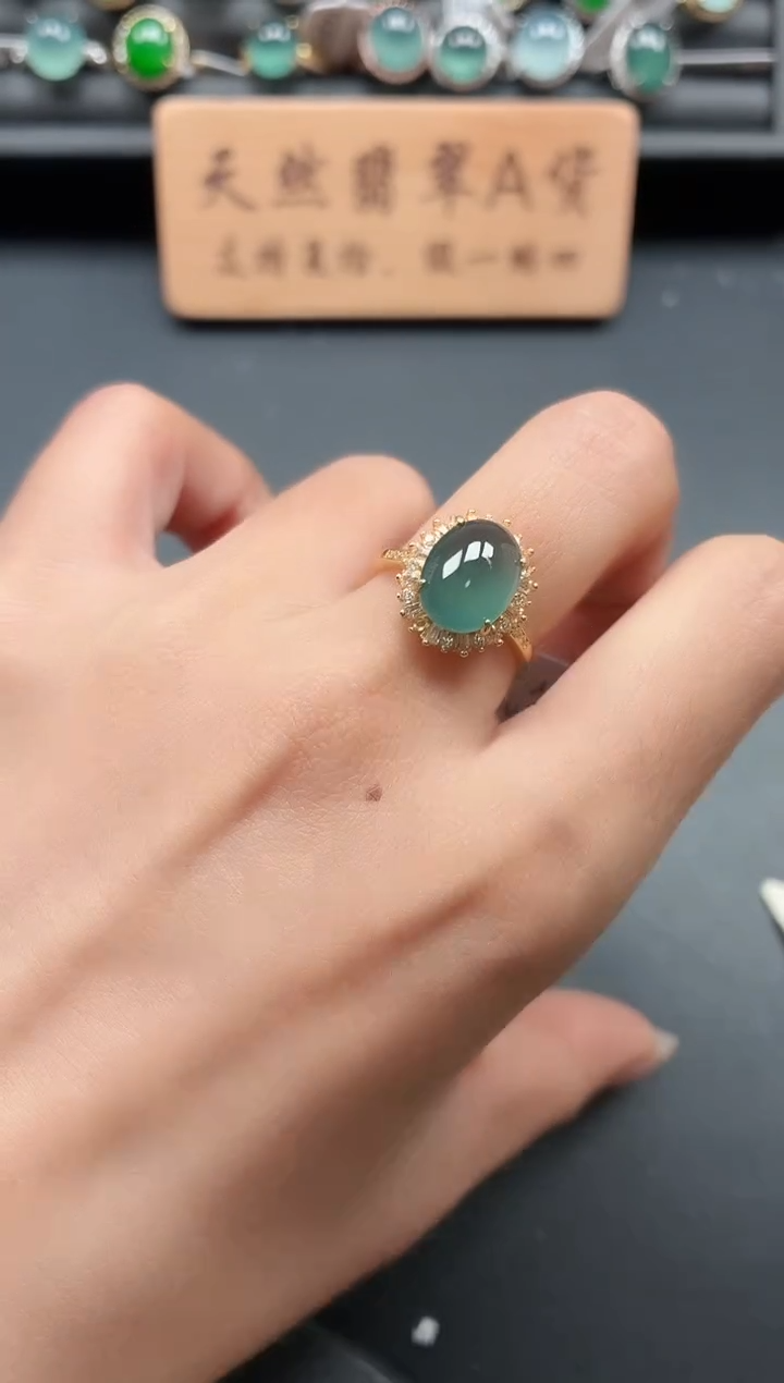 银S925镶嵌戒指翡翠11