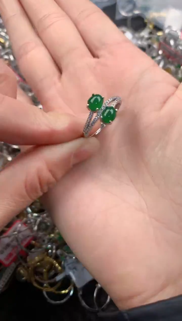 银S925镶嵌戒指翡翠333   2