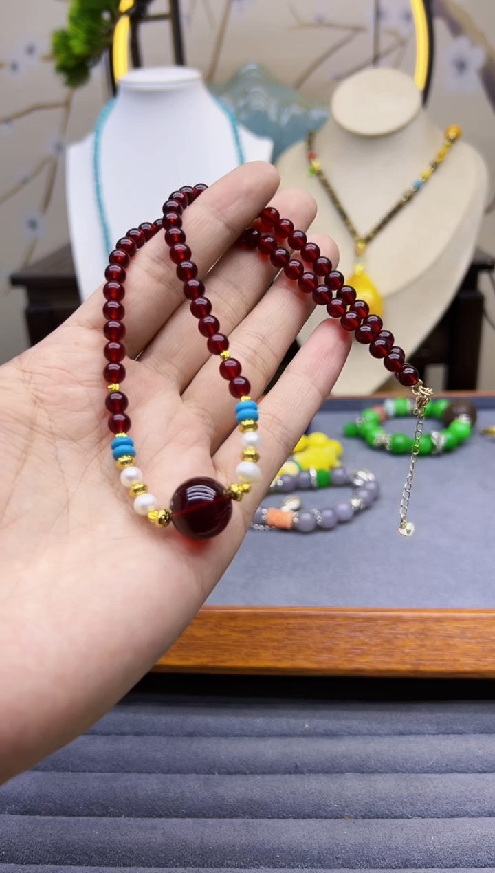 【闪购商品】血珀颈饰14K金镶嵌X294```````````